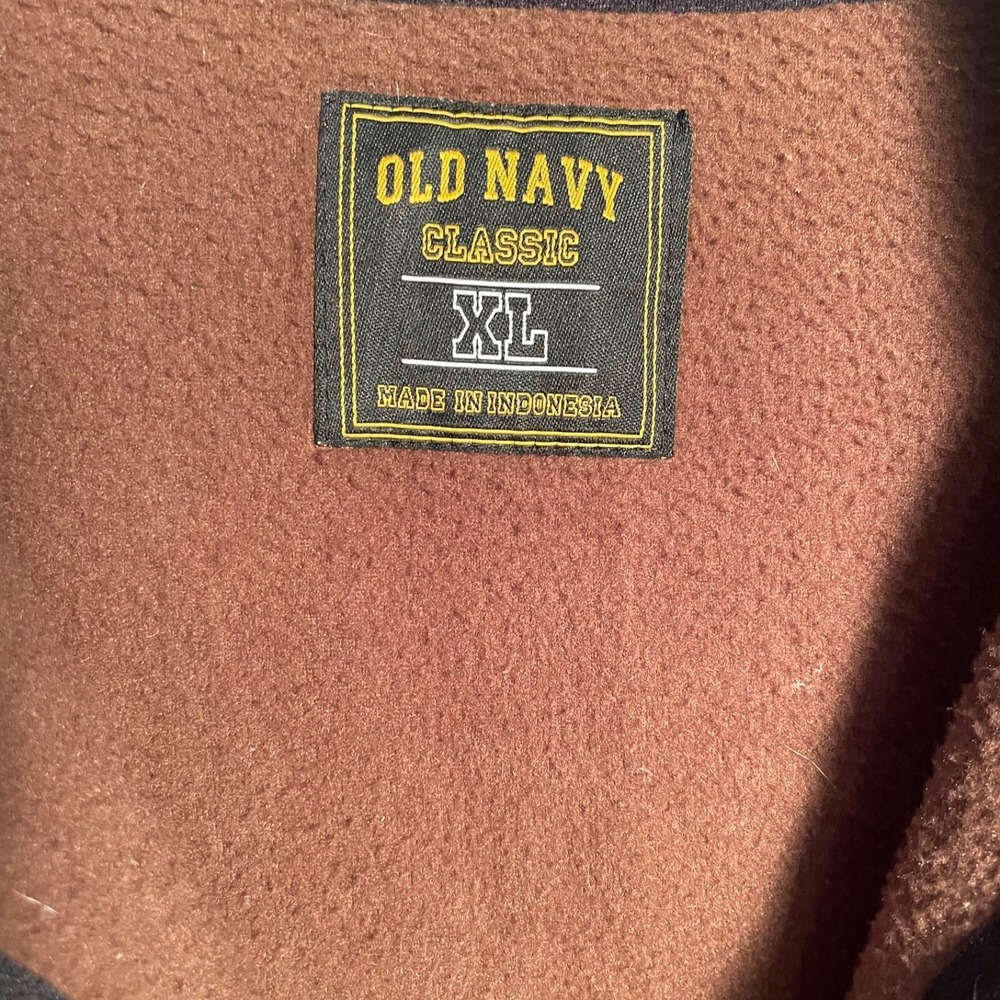 Old Navy Fleece Jacket 1/4 Zip Pull Over Mens XL Brown Black Trim Pockets - Picture 4 of 6
